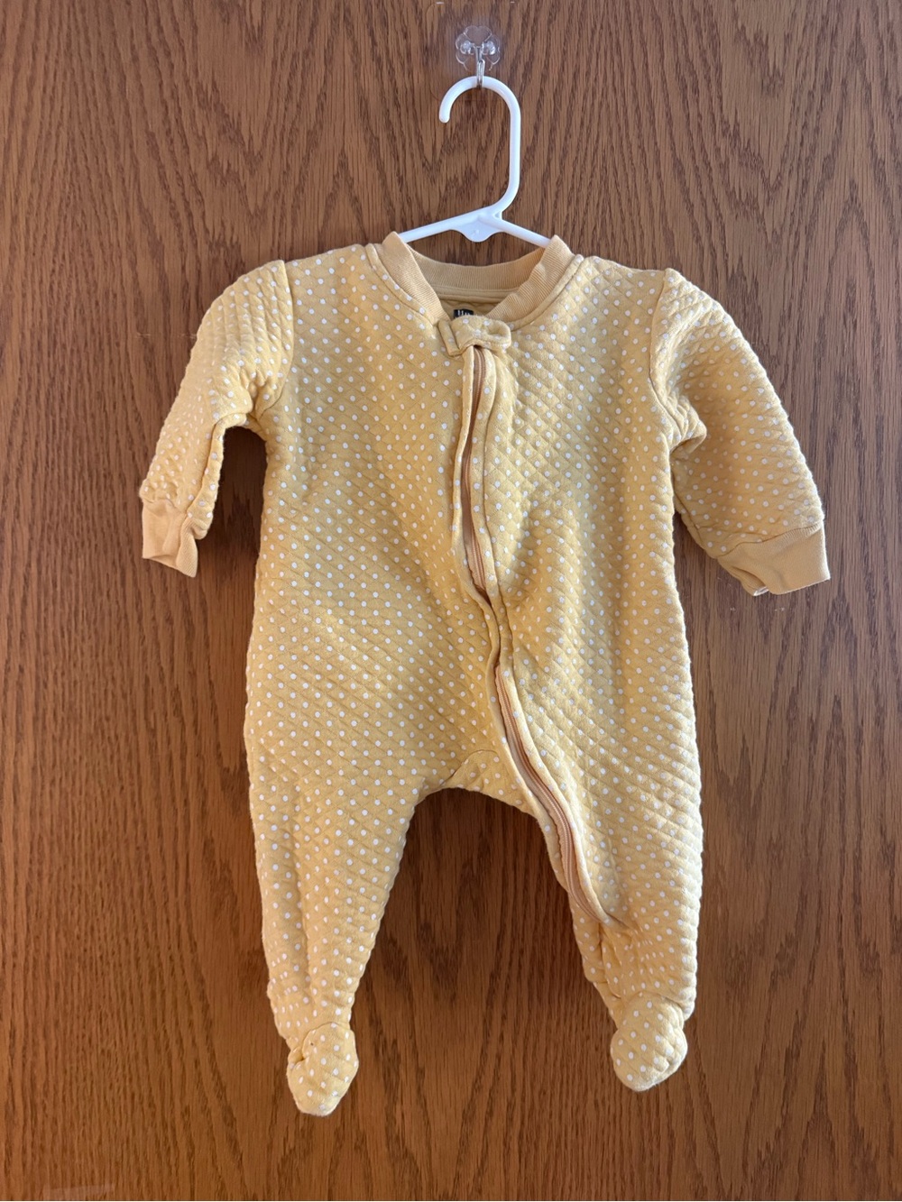 Hudson Baby Yellow Quilted Polka Dot Footed Pajamas